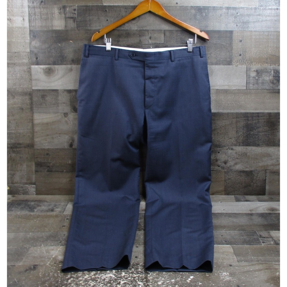 Canali Pants Mens 54 Blue 100% Wool Dress Slacks Made In Italy Mod 78012